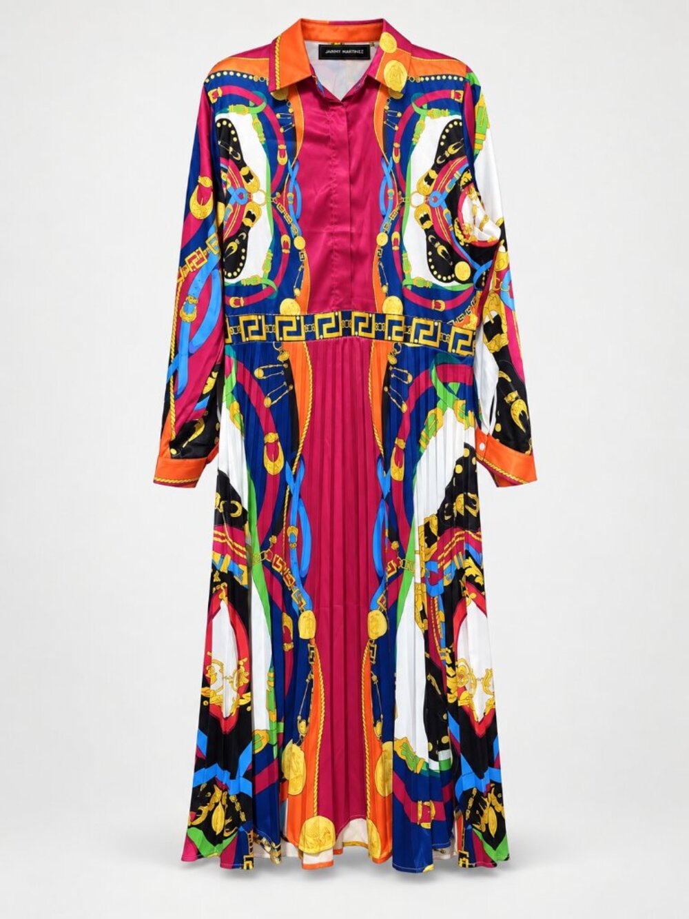 Jainmy Martinez Baroque Print Pleated Maxi Dress 3XL NW